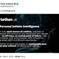Tether AI 平台将支持比特币和USDT支付